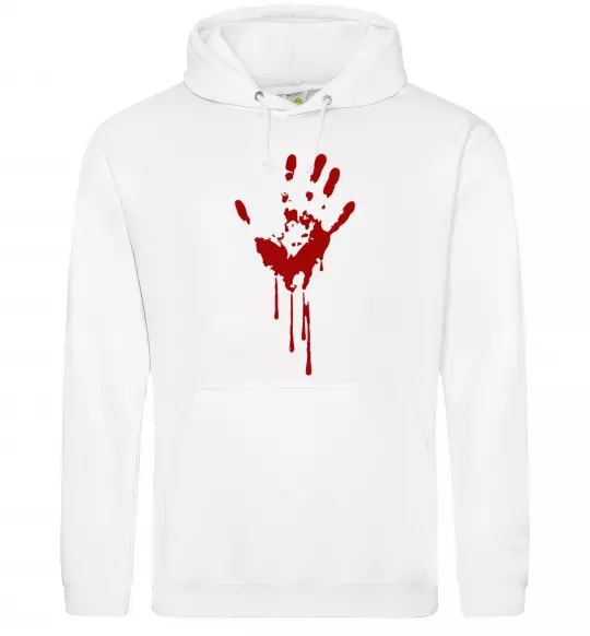 Мужская толстовка (худи) Кровавая ладошка Белый фото