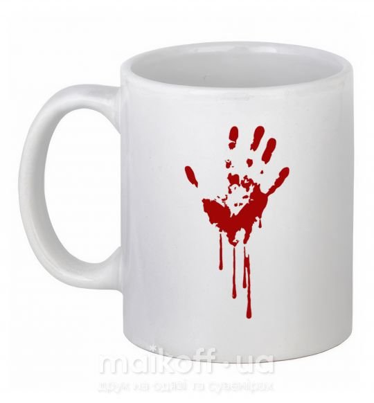 Чашка керамическая Кровавая ладошка Белый фото