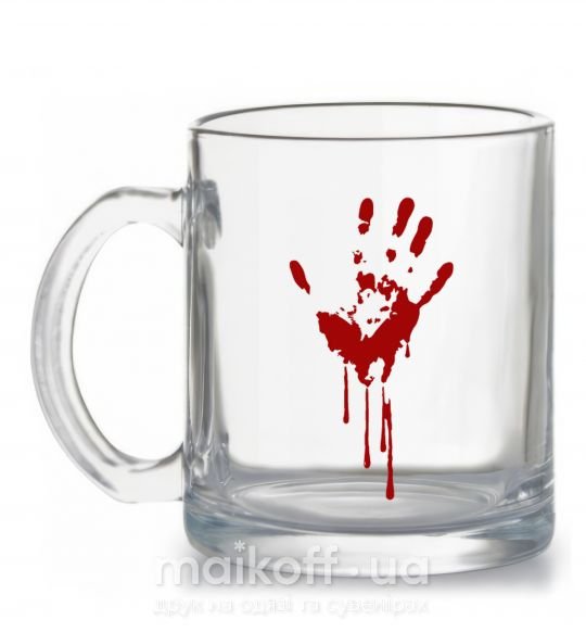 Чашка стеклянная Кровавая ладошка Прозрачный фото