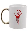 Чашка с цветной ручкой Кровавая ладошка Золото фото