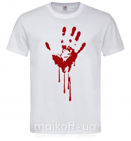 Мужская футболка Кровавая ладошка Белый фото