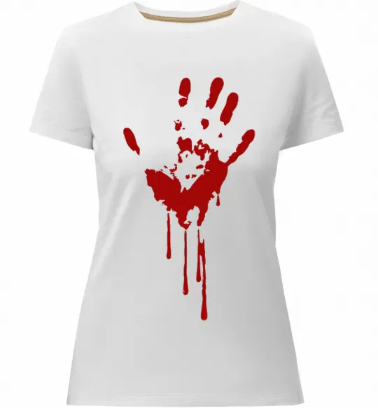 Жіноча преміум футболка Кровавая ладошка Білий фото