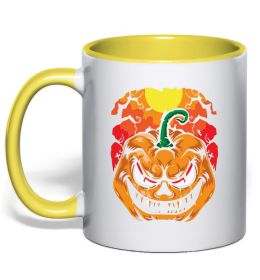 Чашка с цветной ручкой Лютая тыква