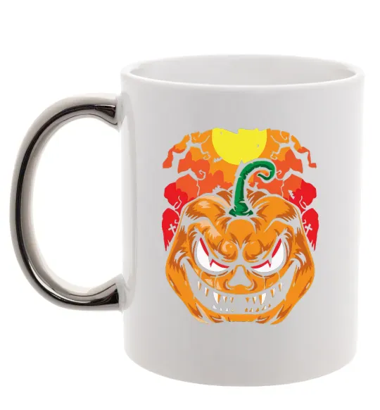 Чашка с цветной ручкой Лютая тыква Серебро фото