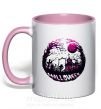 Чашка с цветной ручкой Пугающий пейзаж Нежно розовый фото