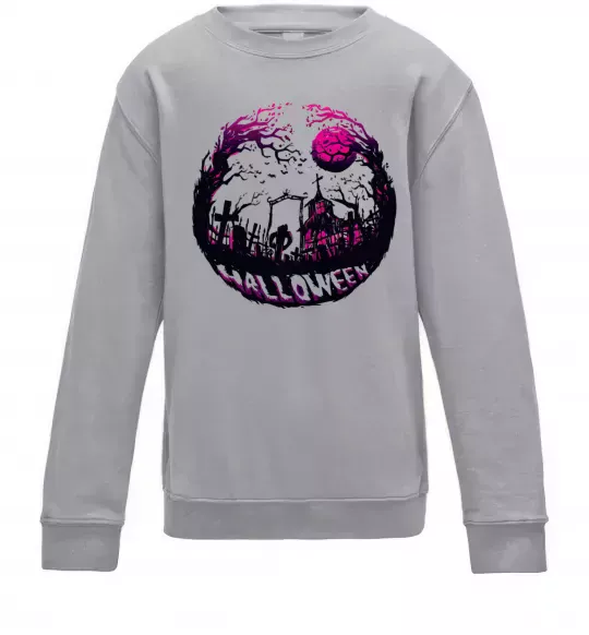 Детский Свитшот Пугающий пейзаж Серый меланж фото