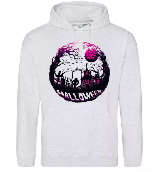 Жіноча толстовка (худі) Пугающий пейзаж Сірий меланж фото