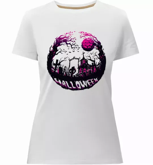 Жіноча преміум футболка Пугающий пейзаж Білий фото