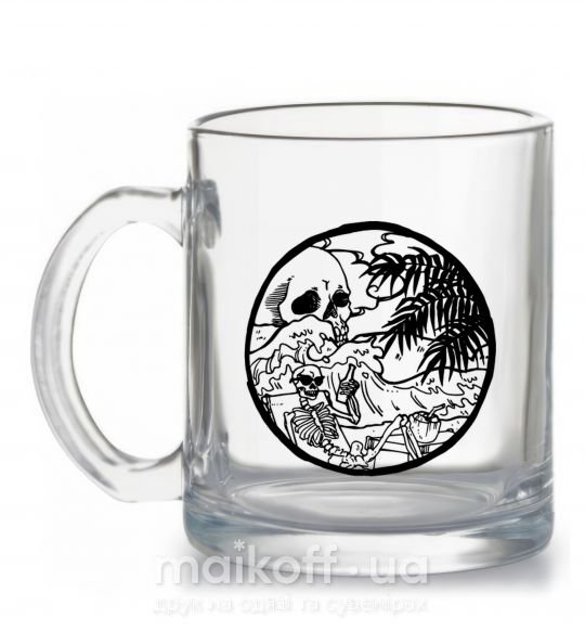 Чашка скляна Скелет пляжник Прозорий фото