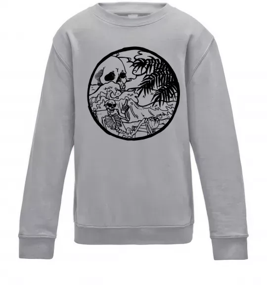 Дитячий світшот Скелет пляжник Сірий меланж фото