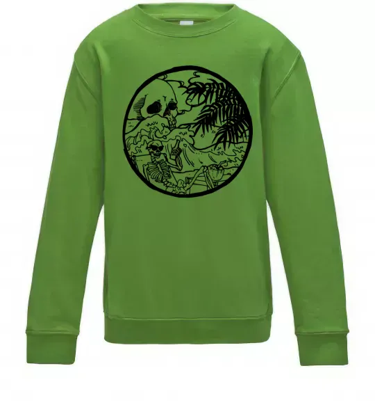 Дитячий світшот Скелет пляжник Лаймовий фото