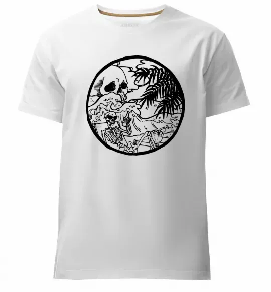 Мужская премиум футболка Скелет пляжник Белый фото