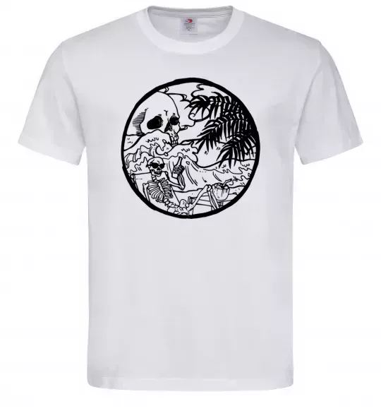 Чоловіча футболка Скелет пляжник Білий фото