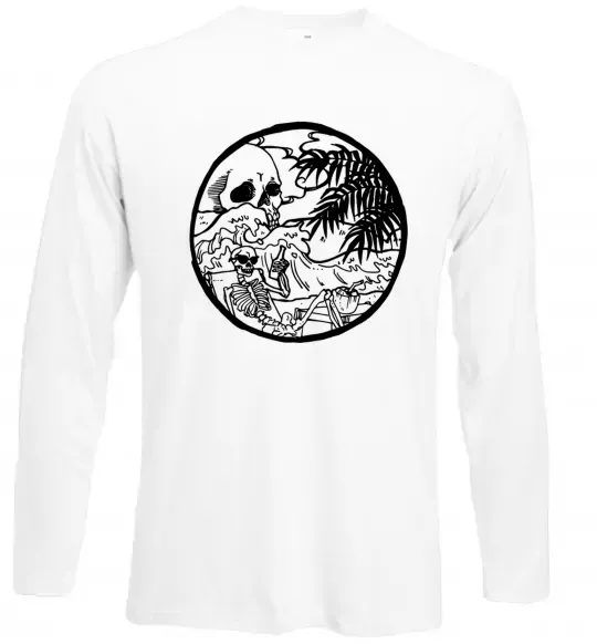 Лонгслив Скелет пляжник Белый фото