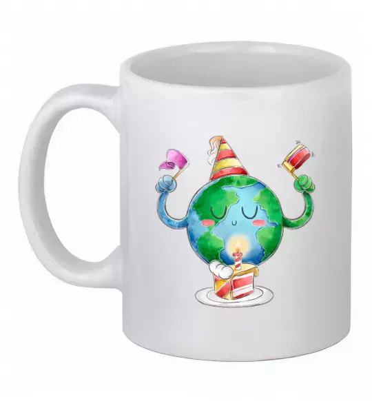 Чашка керамічна Happy Earth Day Білий фото