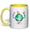 Чашка з кольоровою ручкою Happy Earth Day Сонячно жовтий фото