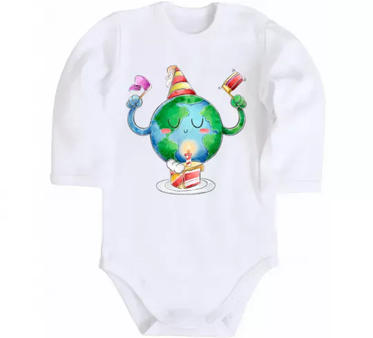 Детский боди Happy Earth Day Белый фото