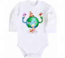 Детский боди Happy Earth Day Белый фото