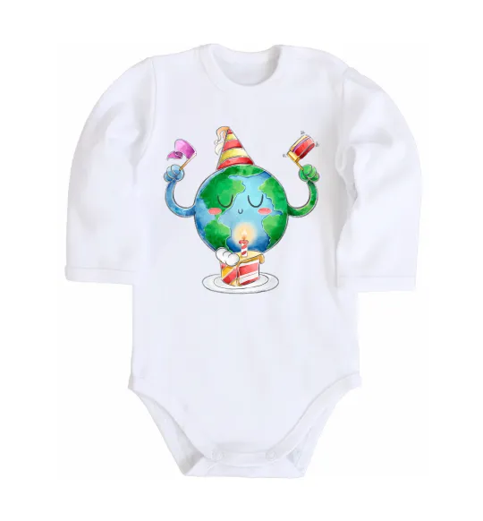 Детский боди Happy Earth Day Белый фото