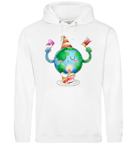Мужская толстовка (худи) Happy Earth Day Белый фото
