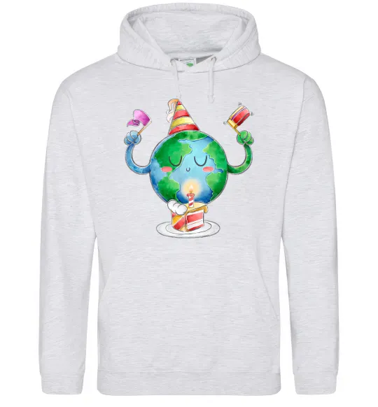 Мужская толстовка (худи) Happy Earth Day Серый меланж фото