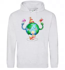 Мужская толстовка (худи) Happy Earth Day Серый меланж фото