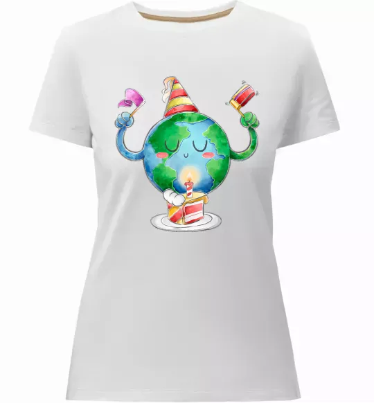 Женская премиум футболка Happy Earth Day Белый фото