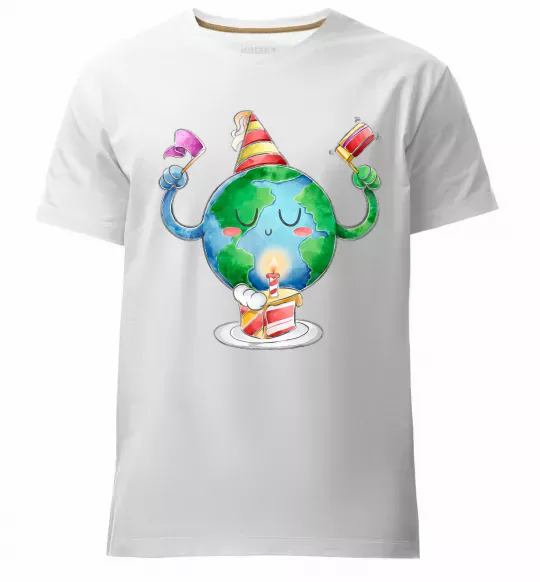 Чоловіча преміум футболка Happy Earth Day Білий фото