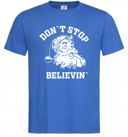 Чоловіча футболка Don`t stop believin Яскраво-синій фото