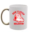 Чашка з кольоровою ручкою Don`t stop believin Золото Чашка з кольоровою ручкою Don`t stop believin Золото фото