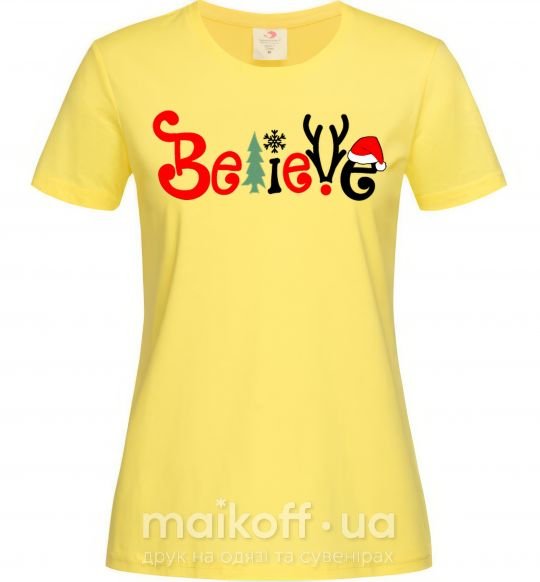 Женская футболка Believe Лимонный фото