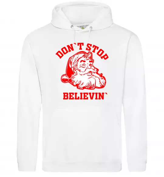 Мужская толстовка (худи) Don`t stop believin Белый фото