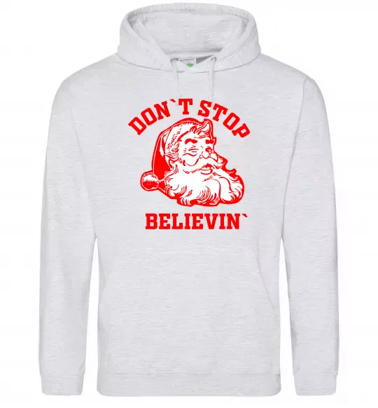 Мужская толстовка (худи) Don`t stop believin Серый меланж фото