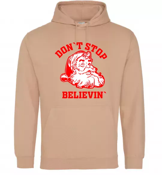 Мужская толстовка (худи) Don`t stop believin Песочный фото