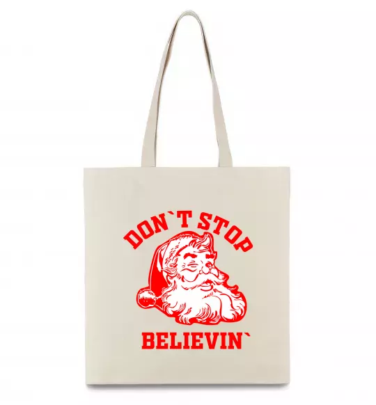 Еко-сумка Don`t stop believin Бежевий фото