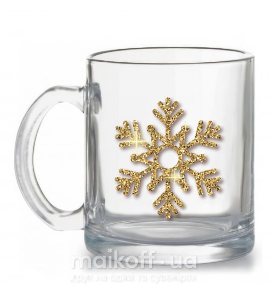 Чашка стеклянная Золотая снежинка Прозрачный фото
