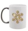 Чашка з кольоровою ручкою Золота сніжинка Срібло Чашка з кольоровою ручкою Золота сніжинка Срібло фото
