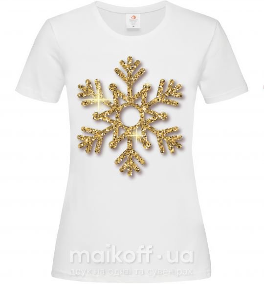 Женская футболка Золотая снежинка Белый фото