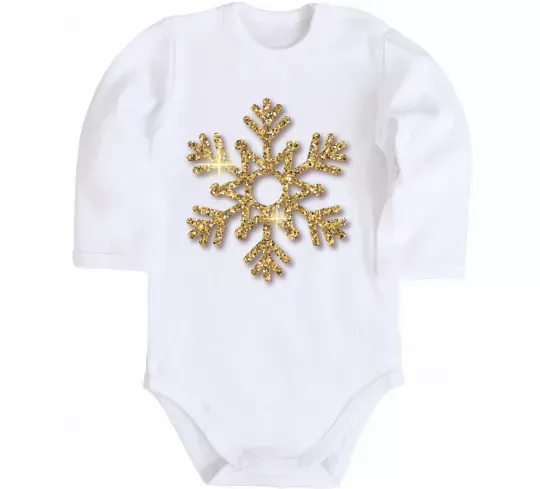 Дитячий бодік Золота сніжинка Білий фото