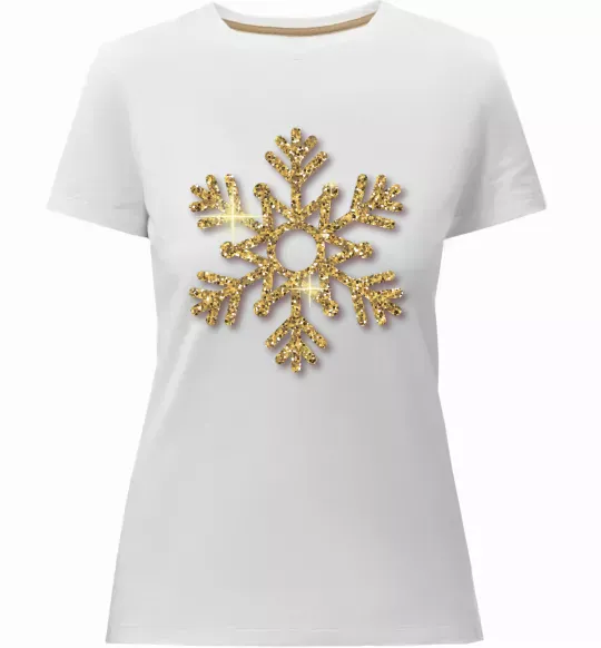 Жіноча преміум футболка Золота сніжинка Білий фото