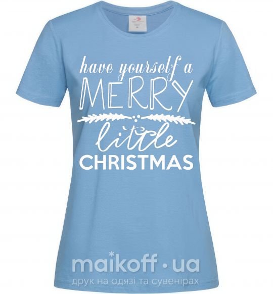 Женская футболка Have yourself a merry little christmas Голубой фото