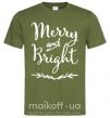 Мужская футболка Merry and bright Оливковый фото