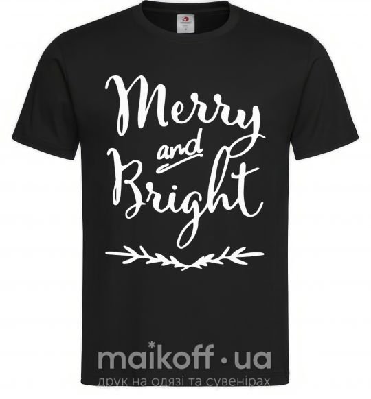 Мужская футболка Merry and bright Черный фото
