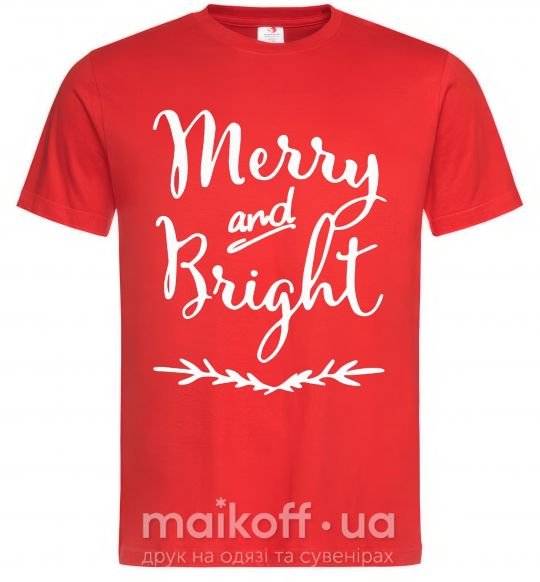 Мужская футболка Merry and bright Красный фото