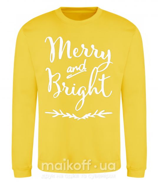 Світшот Merry and bright Сонячно жовтий фото
