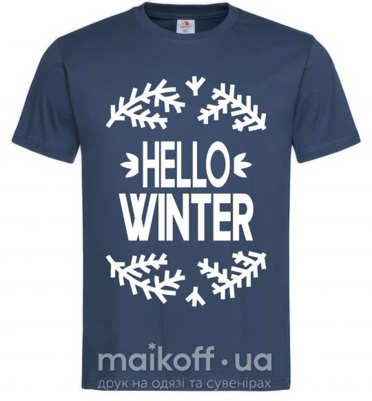 Мужская футболка Hello winter Темно-синий фото