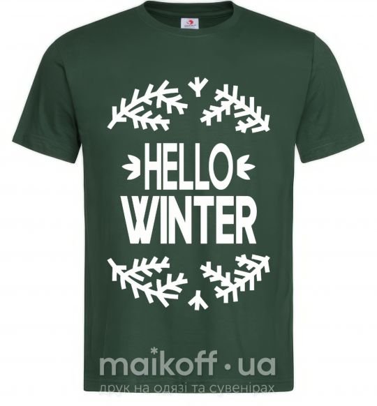 Мужская футболка Hello winter Темно-зеленый фото