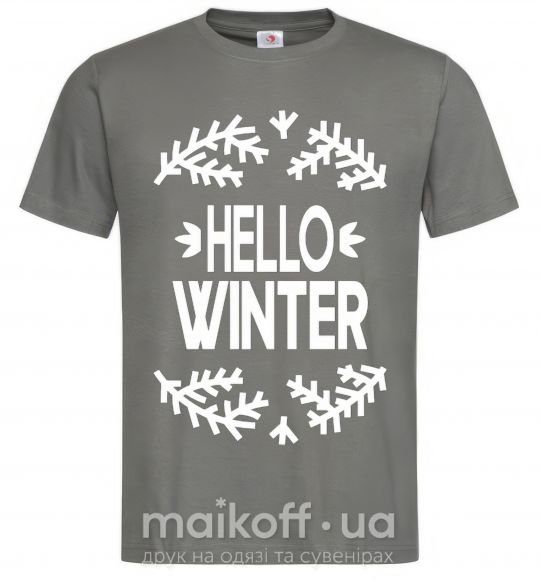 Мужская футболка Hello winter Графит фото