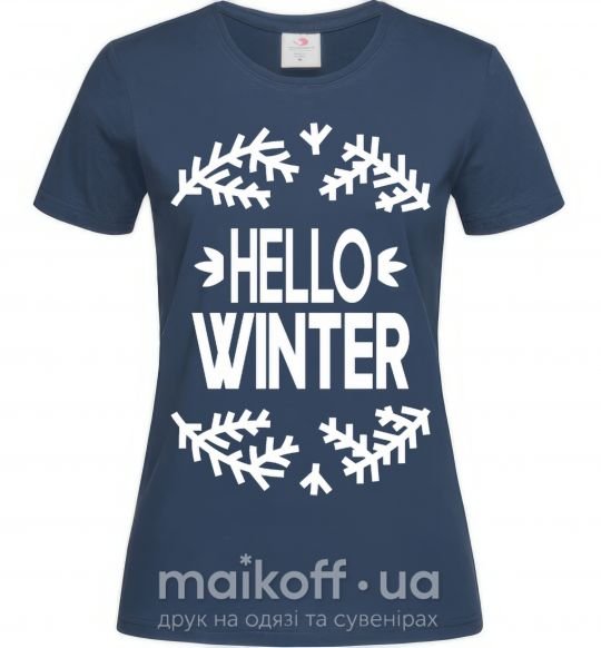 Женская футболка Hello winter Темно-синий фото