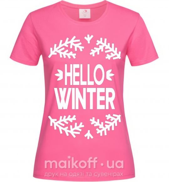 Жіноча футболка Hello winter Яскраво-рожевий фото